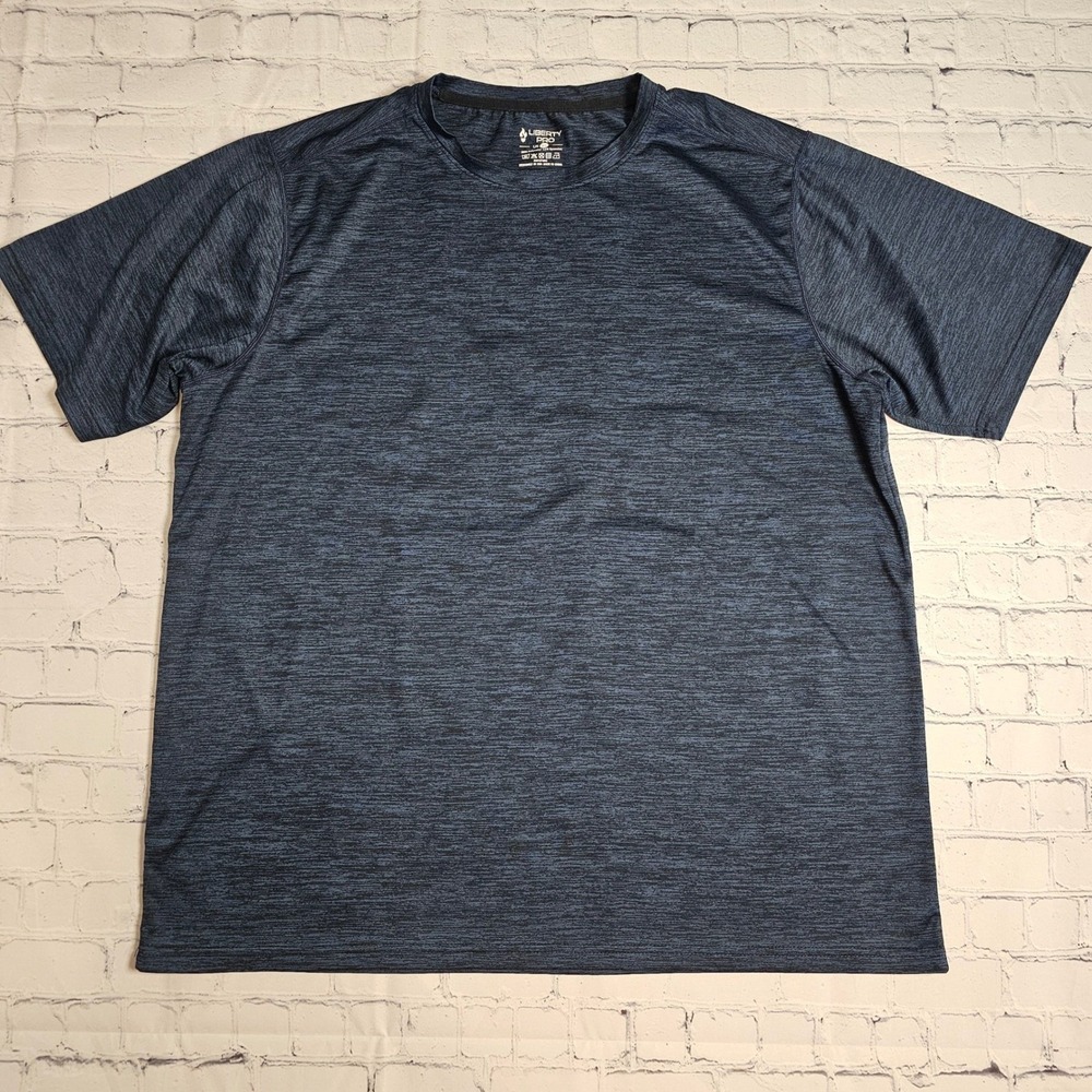 Liberty Pro Mens XL Space Dye‎ Athletic T-Shirt Navy Blue Heathered Performance